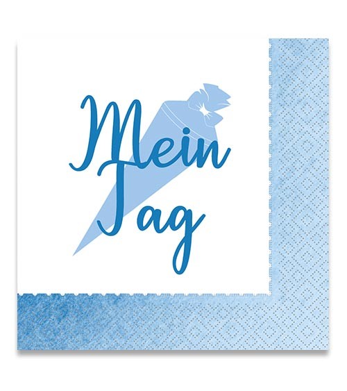 Servietten zur Einschulung "Mein Tag" - blau - 20 Stück