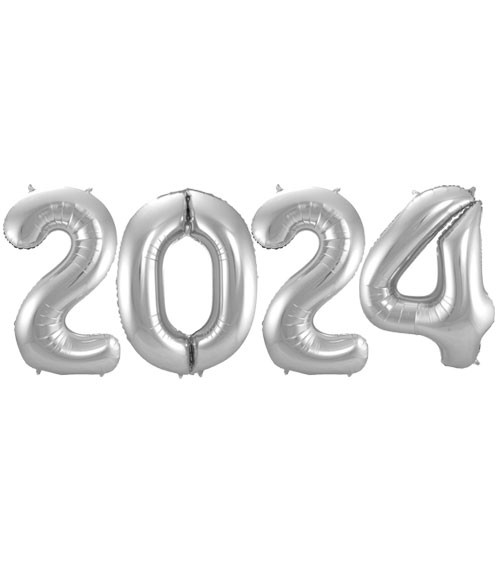 SuperShape-Folienballon-Set "2024" - silber - 86 cm