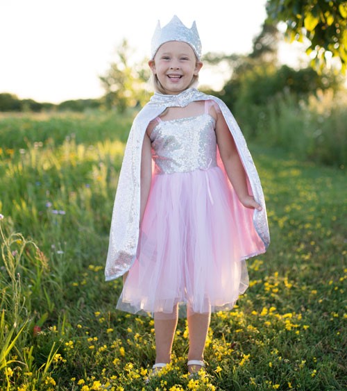 Pailletten-Cape für Kinder - silber 5-6 Jahre