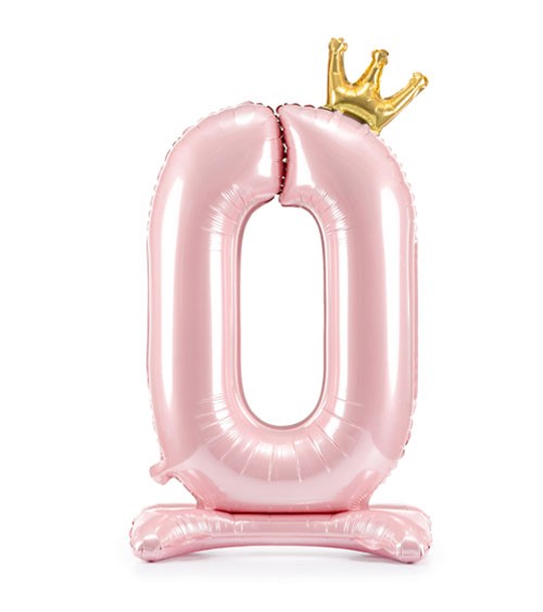 Stehender Folienballon mit Krone "0" - rosa - 103 cm