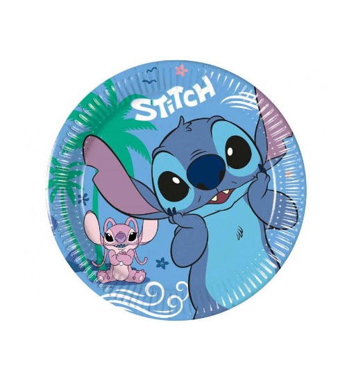 Kleine Pappteller "Stitch & Angel" - 8 Stück