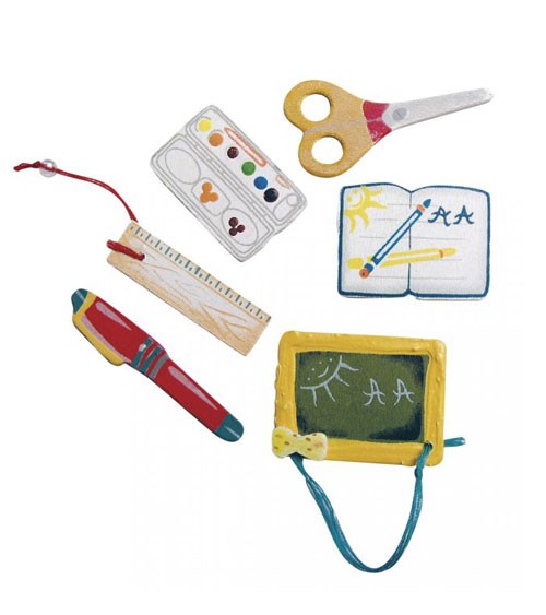Holz-Streuteile "Schulanfang" - 6 Stück