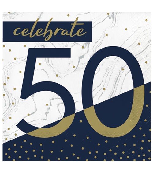 Servietten "Navy & Gold" - 50. Geburtstag - 16 Stück