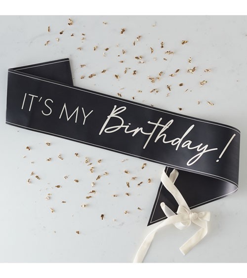 Schärpe "It's my Birthday" - schwarz & nude