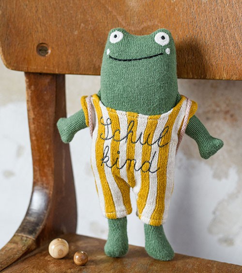 Frosch "Schulkind" mit Ranzen (GOTS) - 11 x 17 cm