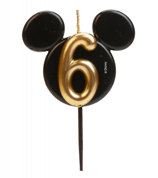 Kuchenkerze Mickey Mouse Ohren "6" - 8,5 cm