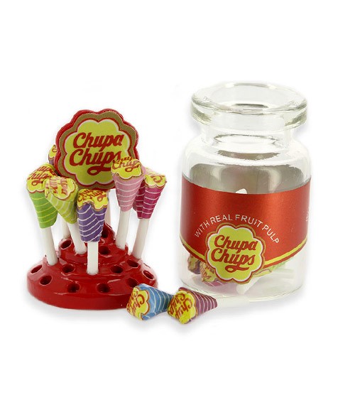 Mini Chupa Chups Lolli-Glas mit Deckel - 6 cm - 20-teilig