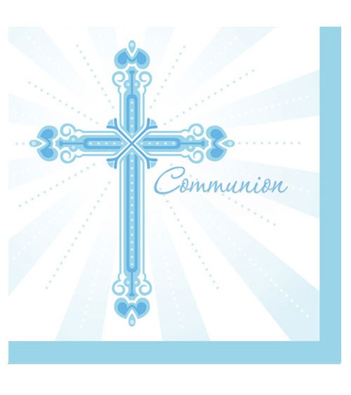 Servietten "Kreuz - hellblau" - "Communion" - 36 Stück