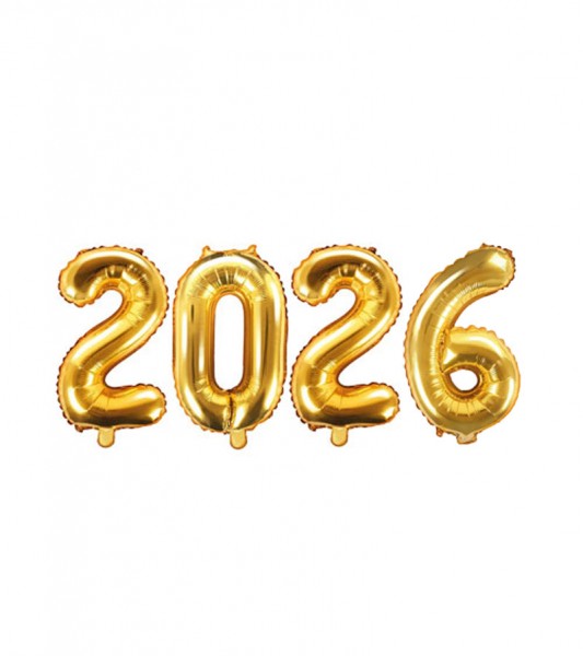 Folienballon-Set "2026" - gold - 35 cm