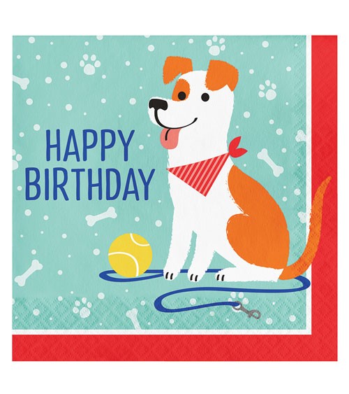 Servietten "Hunde-Party" - Happy Birthday - 16 Stück