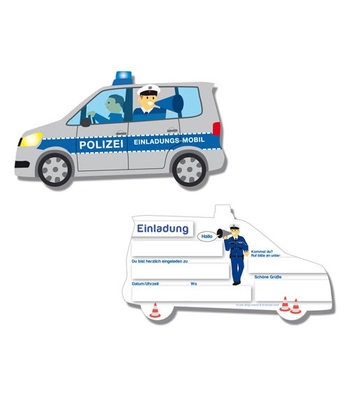 Einladungskarten "Polizei" - 6 Stück