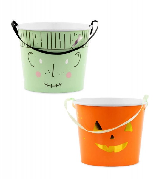 Halloween-Eimer für Süßes - 2-teilig - 13,5 cm