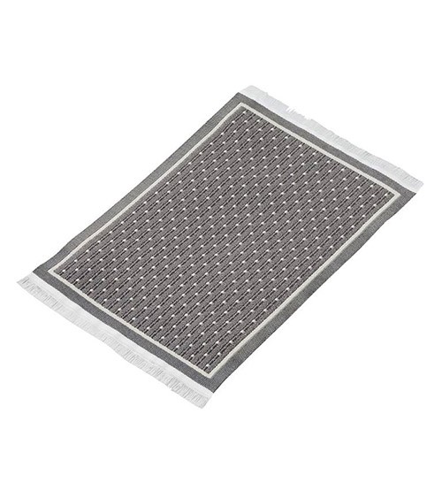 Mini Teppich - grau mit weißen Punkten - 10 x 15 cm