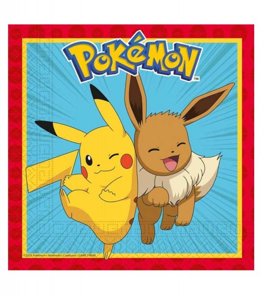 Servietten "Pokémon" mit rotem Rand - 20 Stück