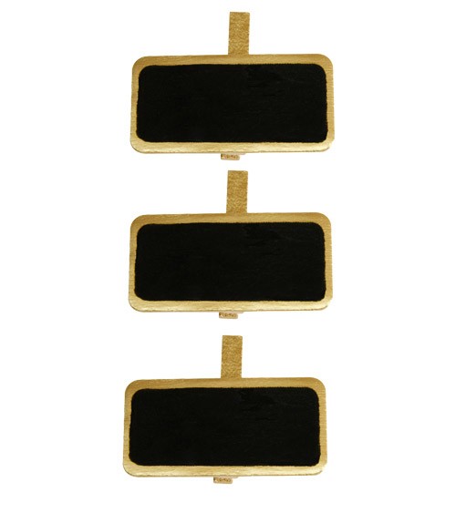 Mini-Kreidetafel mit Klammer und Rand - gold - 12 Stück