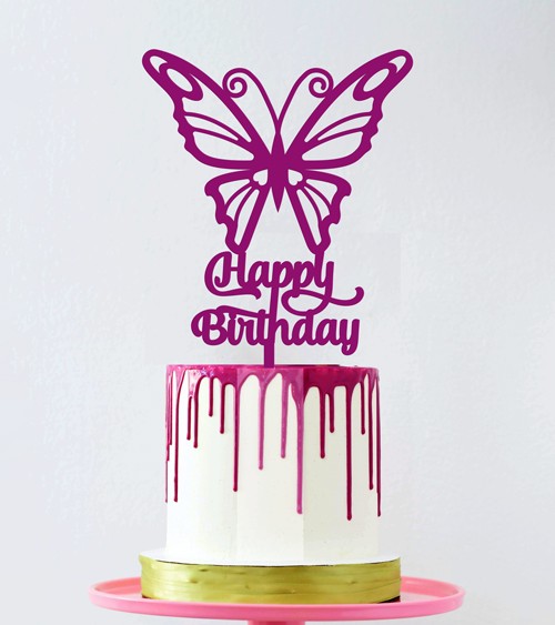 Dein Cake-Topper aus Acryl "Schmetterling Happy Birthday" - Farbwahl