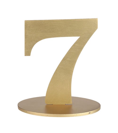 Zahl aus Holz "7" - gold - 11,5 x 15 cm