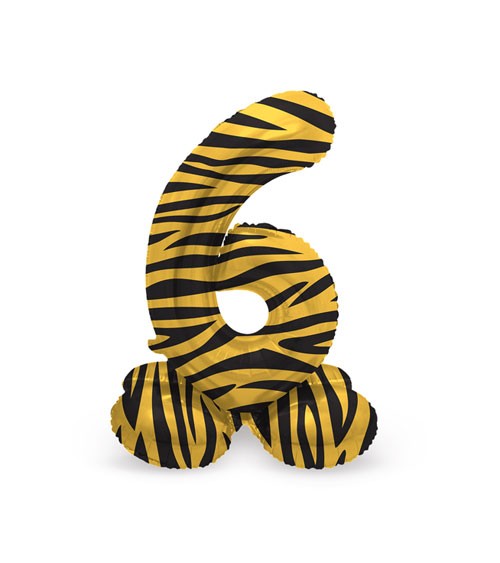 Stehender Folienballon Zahl "6" - Tiger Chic - 41 cm