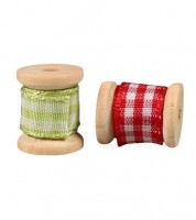 Miniatur Geschenkbandrollen - rot & grün - 1,5 cm