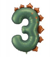 Großer Zahlenballon "Dinosaurier" - Zahl 3 - 105 cm