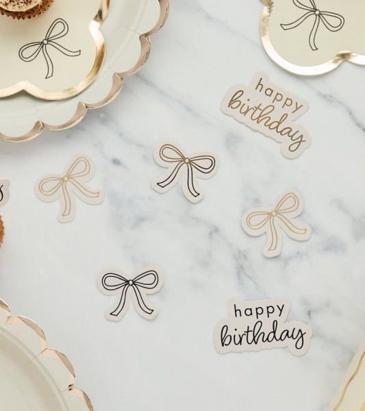 Konfetti mit Schleife "Happy Birthday" - gold & schwarz - 14 g