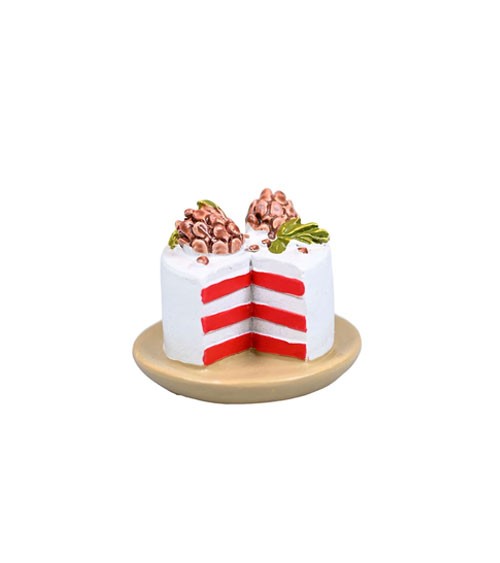 Mini Torte auf Teller aus Polyresin - 3,5 x 2,5 cm