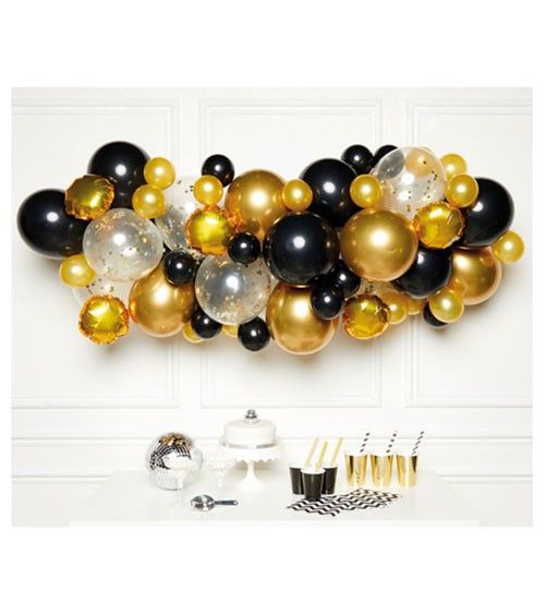 DIY Ballongirlande - schwarz & gold - 66-teilig