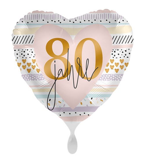 Herz-Folienballon "Creamy Blush" - 80. Geburtstag
