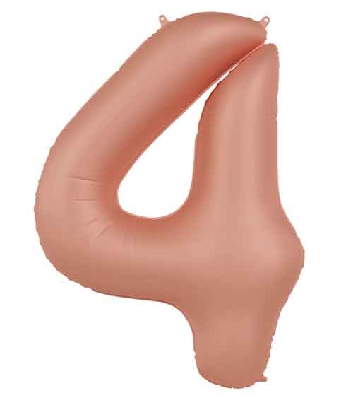 Folienballon Zahl "4" - vintage rose - 86 cm