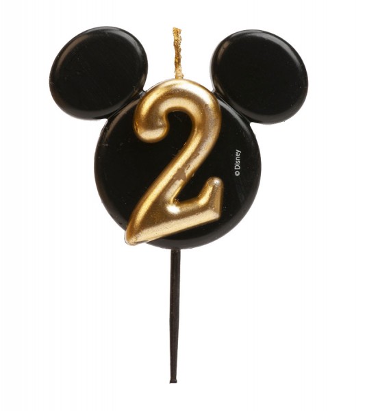 Kuchenkerze Mickey Mouse Ohren "2" - 8,5 cm