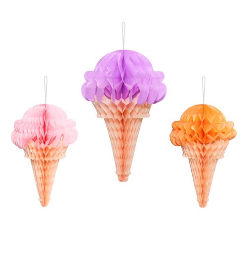 Wabendekoration "Eiscreme" - Farbmix - 20-30 cm