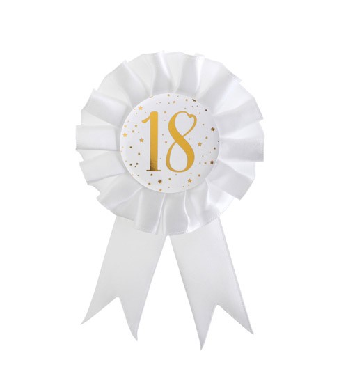 Geburtstagsorden "18" - weiß, gold