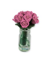 Rosenstrauß in Vase - pink - 1:12 - 2,5 x 3,5 cm