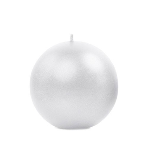 Kugelkerzen - perlweiß metallic - 8 cm - 6 Stück