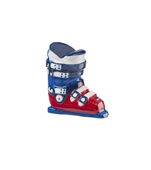 Mini Skischuh aus Polyresin - rot/blau - 4 cm - 1 Stück