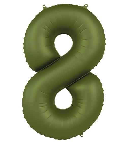 Folienballon Zahl "8" - olivgrün - 86 cm