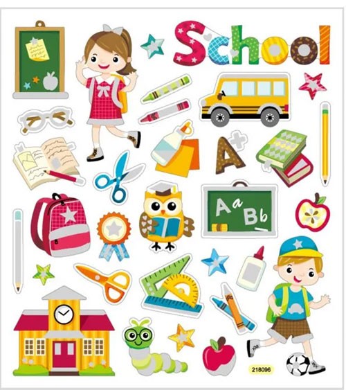 Sticker "Schule" mit Glitter - 1 Bogen