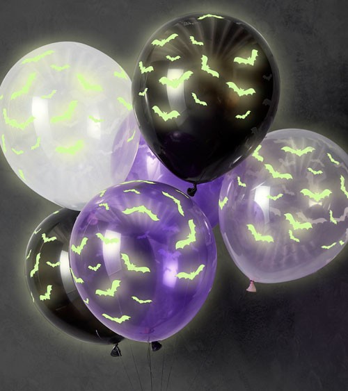 Luftballon-Set "Fledermäuse" - Glow in the Dark - 6-teilig