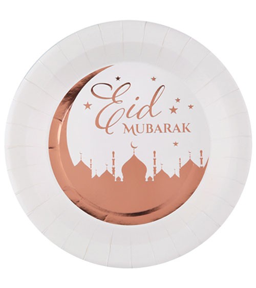 Pappteller "Eid Mubarak" - rosegold - 10 Stück