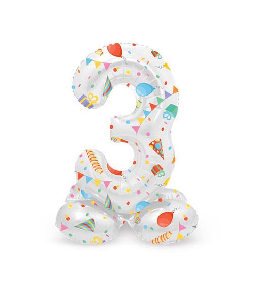 Stehender Folienballon Zahl "3" - Joyful Party - 41 cm