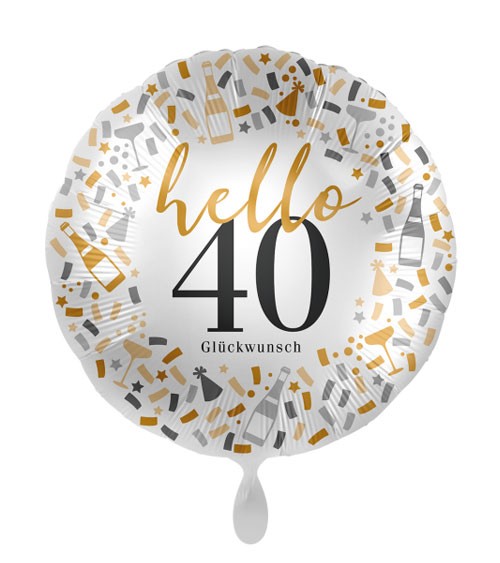 Folienballon "Hello 40 - Glückwunsch"