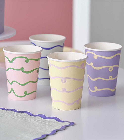 Pappbecher "Pastel Wave" - 8 Stück