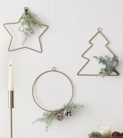 Weihnachtliche Wanddeko aus Metall mit Kunstzweigen - 3-teilig
