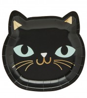 Halloween-Katzen-Pappteller - 8 Stück