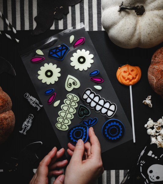 Gel-Sticker für Halloween "Glow in the dark" - 2 Sets