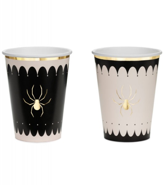 Pappbecher mit goldener Spinne - 6-teilig