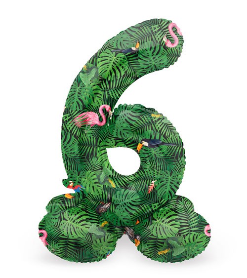 Stehender Folienballon Zahl "6" - Jungle Vibe - 72 cm