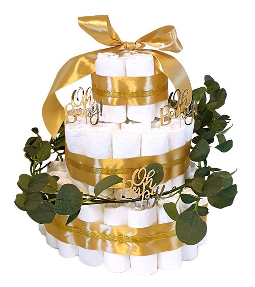 Dreistöckige Windeltorte "Golden Greenery"