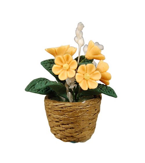 Mini Blumenkörbchen aus Kunststoff - gelb - 3 cm