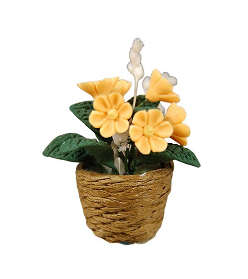 Mini Blumenkörbchen aus Kunststoff - gelb - 3 cm